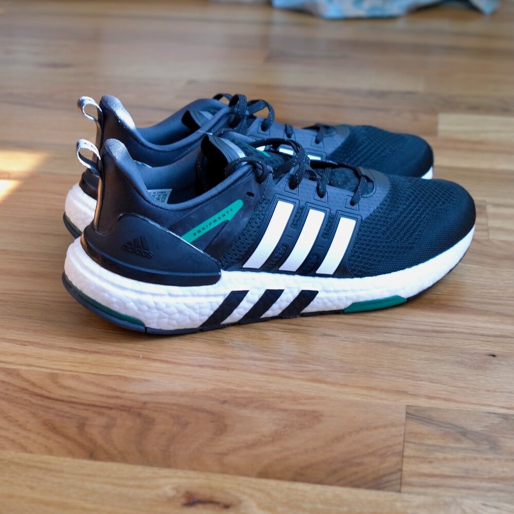 Adidas NEW Equipment+ BOOST EQT+ Mens Black White Green Running Shoes Size 10